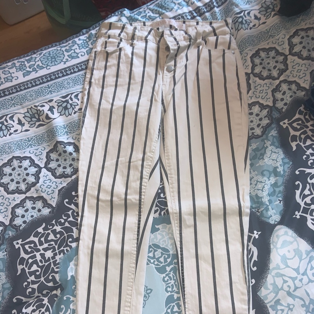 Striped high rise skinny jeans size 4